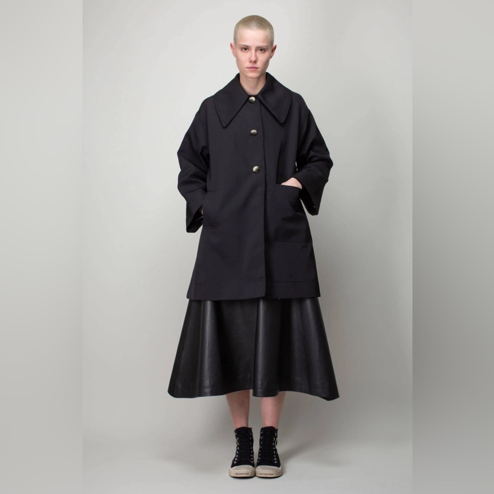 GANNI black oversized statement collar heavy twill jacket S/M